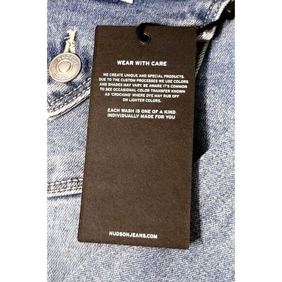 HUDSON Straight Stretch Denim Jeans Flap Back Pockets Slim Fit Mid-Rise 12/32 - Picture 10 of 10